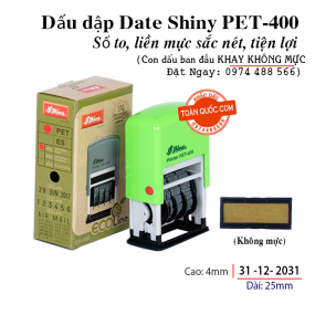 [PET400 4mm-Không mực ] Dấu dập date Mini Dater PET-400 (full box)