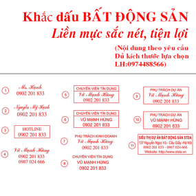 Khắc Dấu  Bất Động Sản đặt theo yêu cầu (Cần ngay nhắn tin ZALO: 0974488566)