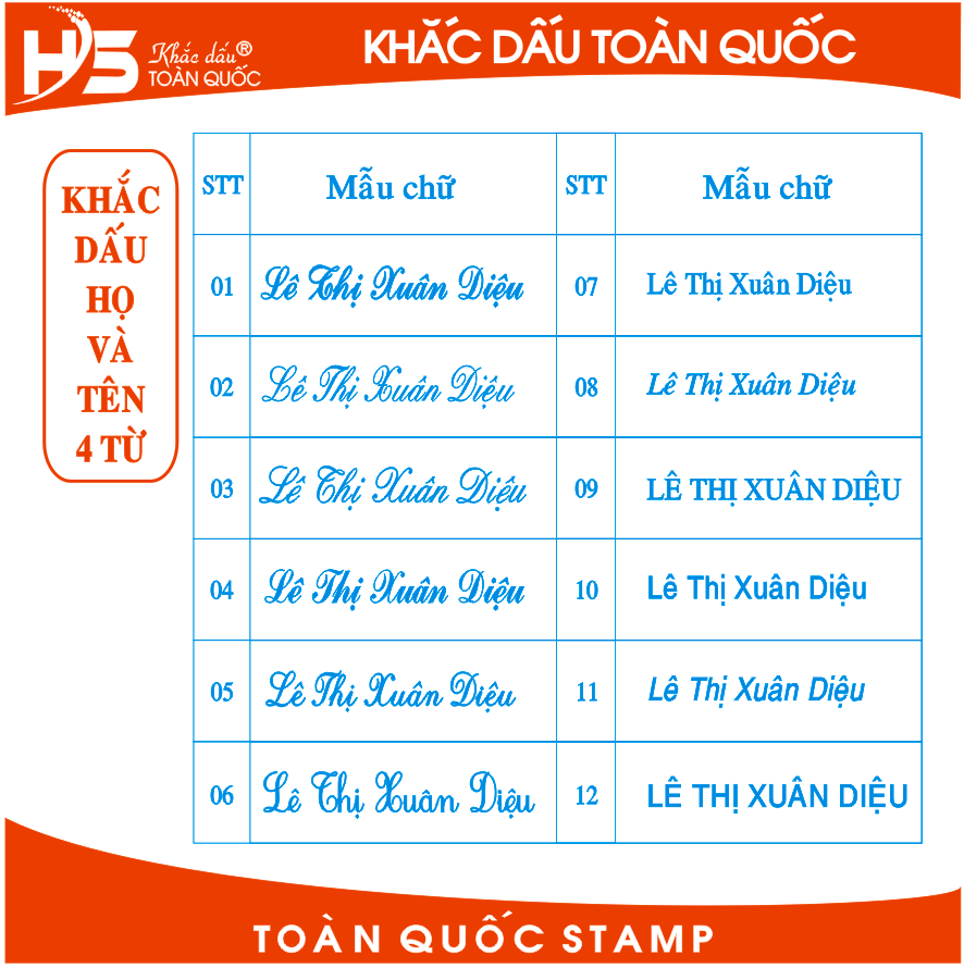 Khắc dấu tên 4 từ